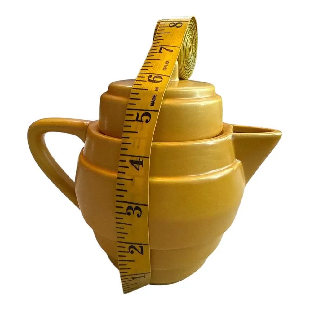 MSRF Design Strikis Mustard Yellow Ceramic Teapot w Lid Modern 6